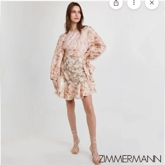 chinese dress ladies Zimmermann Lyre Wrap Tie Side Midi Dress Size 1